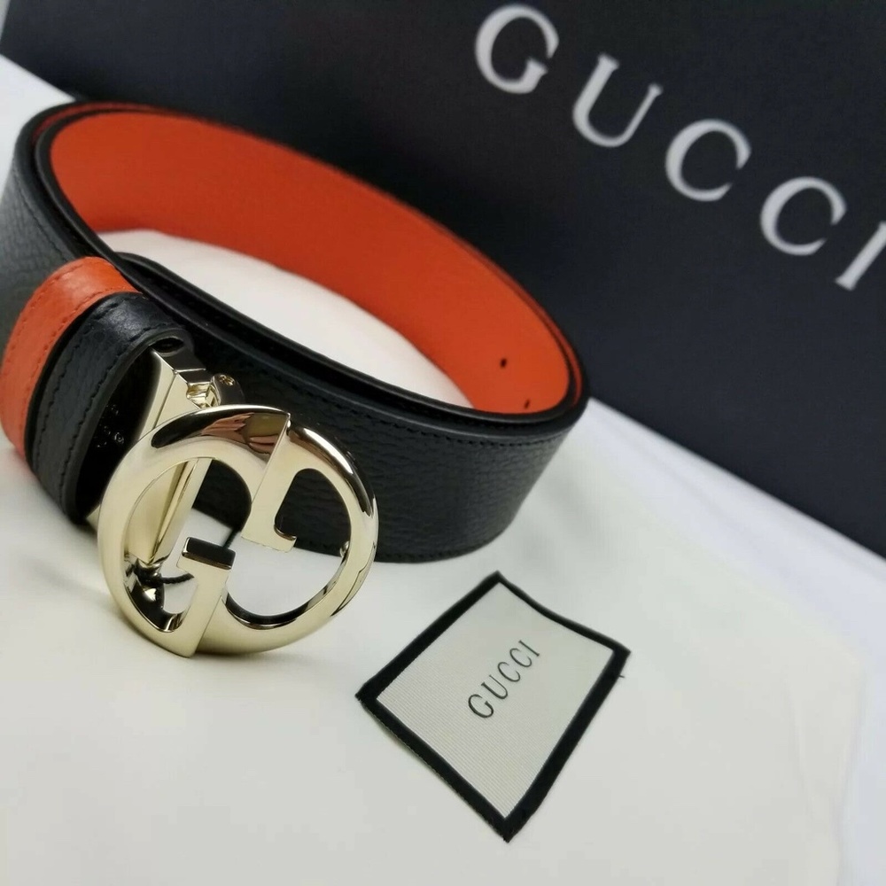 NWT Gucci GG Reversible Black/Orange Belt 85 & 90